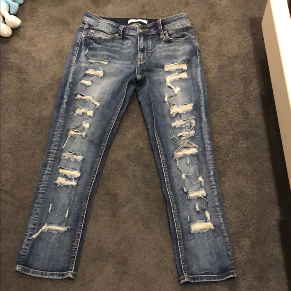 EUNINA SEXY BOYFRIEND LOW RISE CROP SZ 9